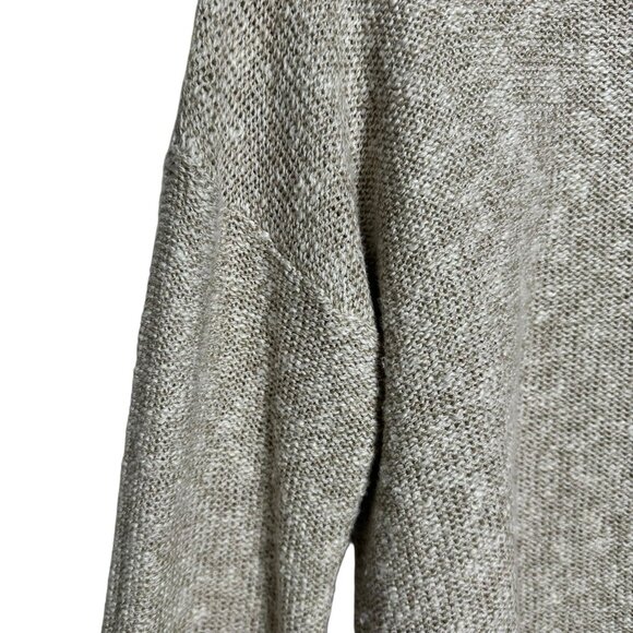 Banana Republic Sweater Long Sleeve Womens Large Beige Marled Hi-low Knit Linen - Picture 6 of 11